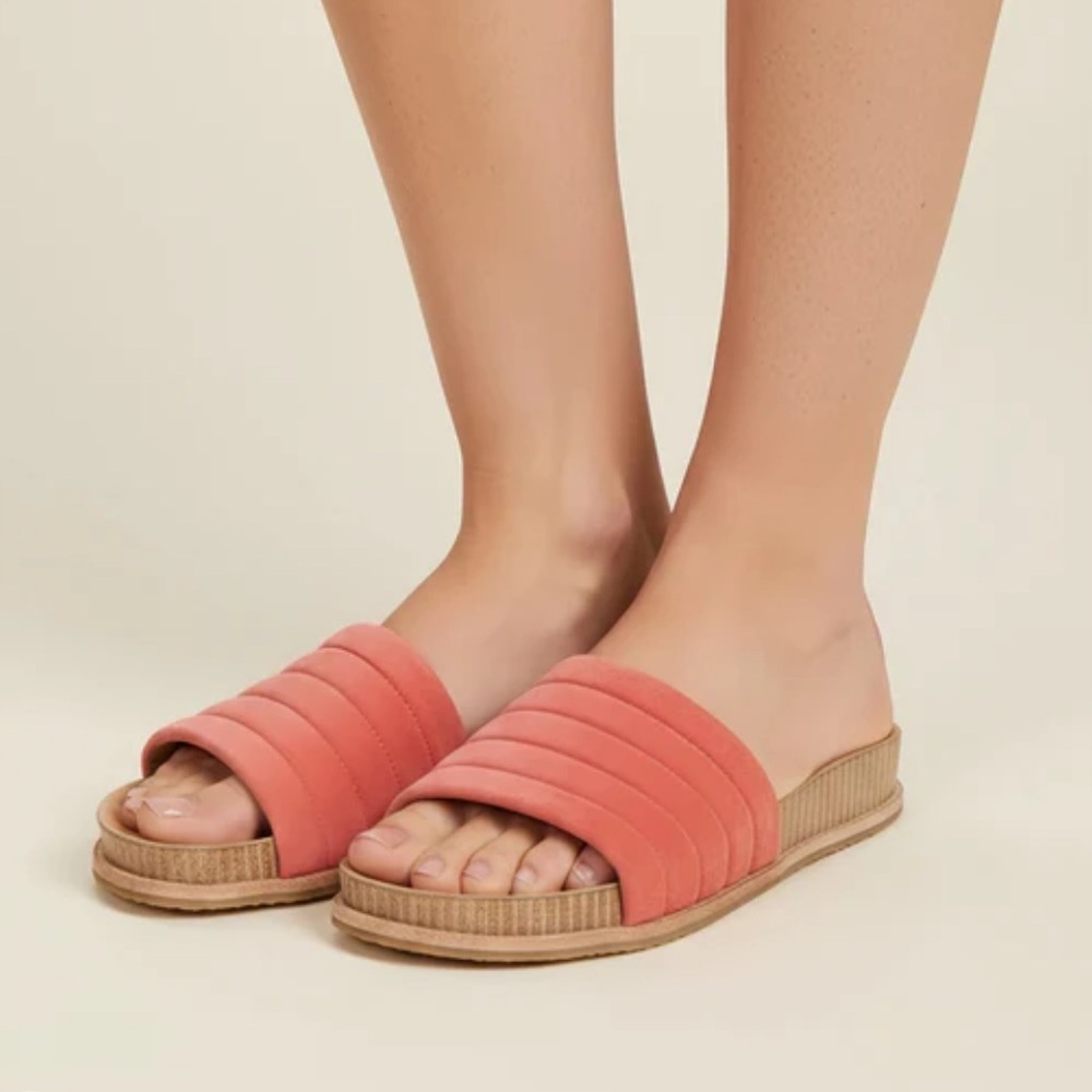 JOHNNY WAS suede solid stitch sandal size 10 coral cream